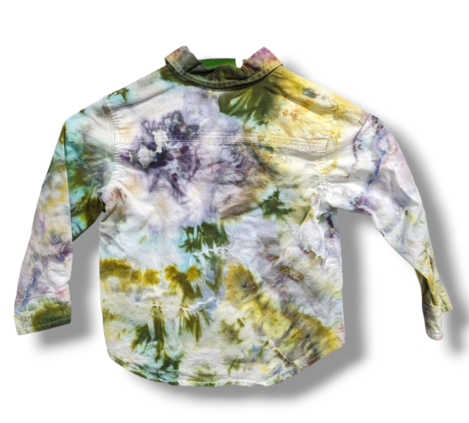 3t Upcycled Long Sleeve Button Down Ice Dye