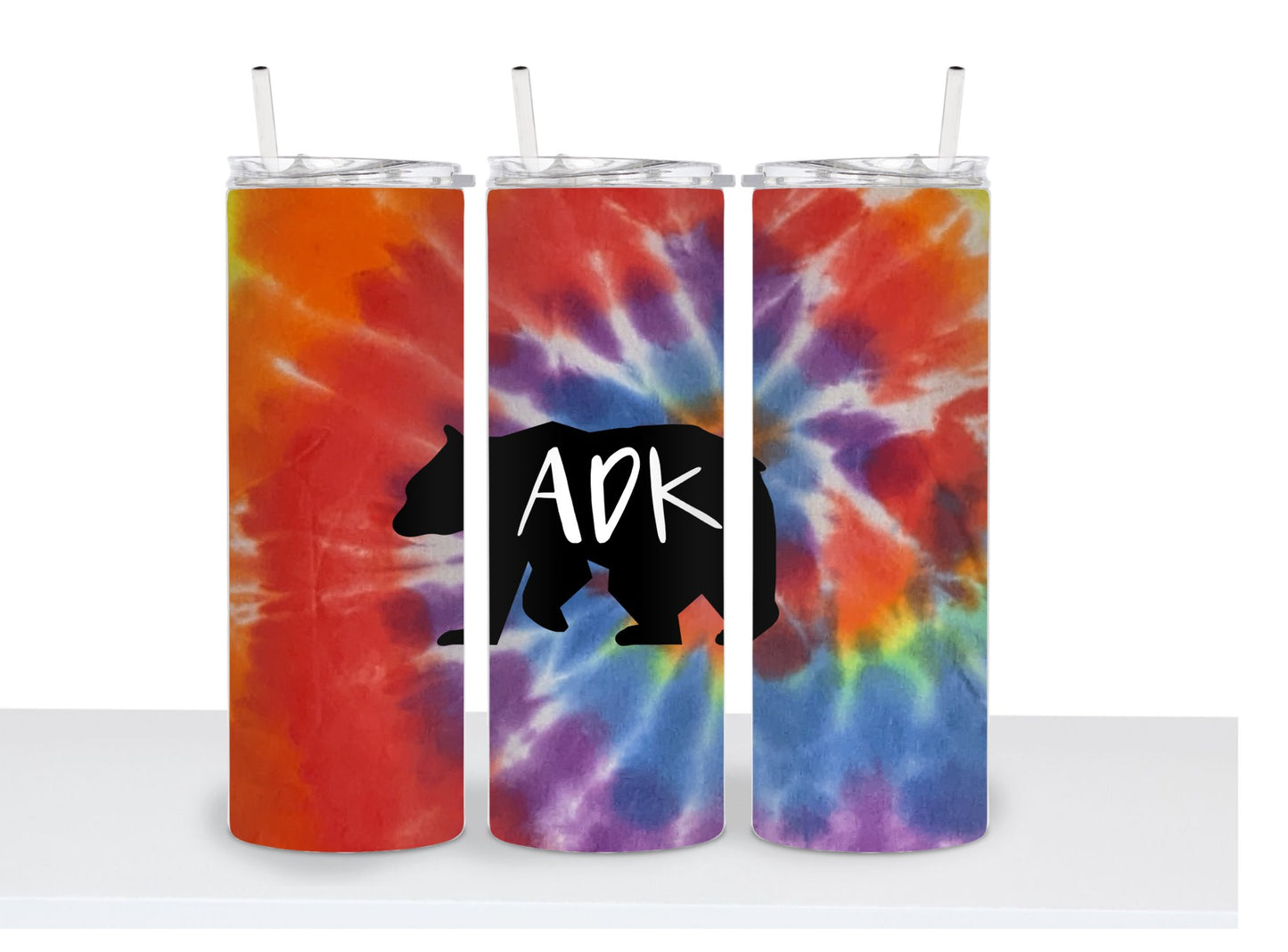 Adirondack Bear Rainbow Tie Dyed 20 oz. Skinny Tumbler