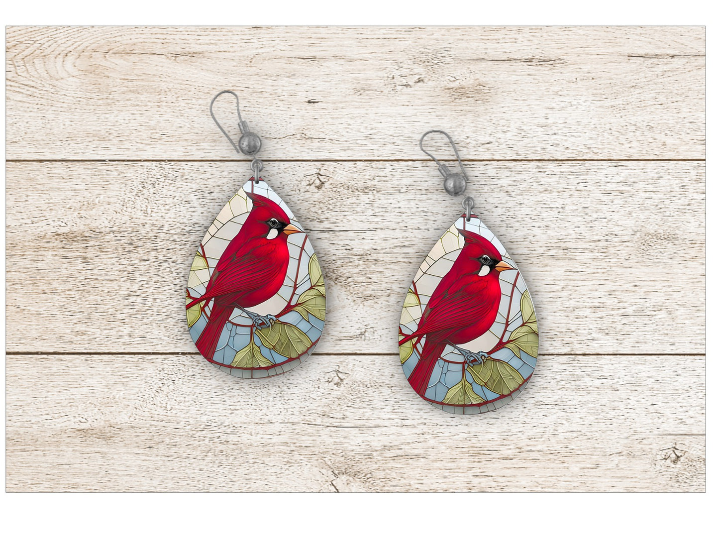 Cardinal Stained Glass Earrings