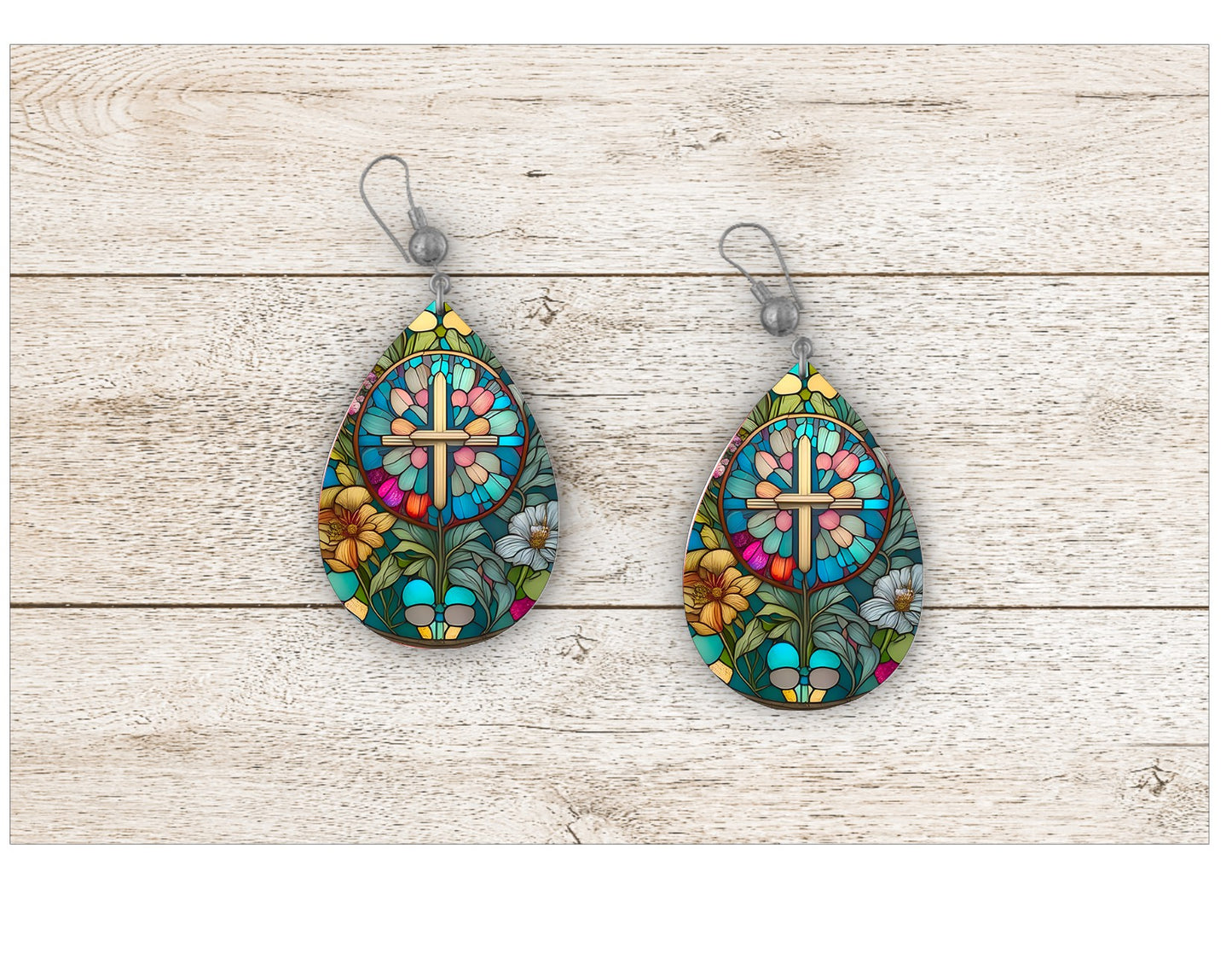 Cross Stained Glass Earrings