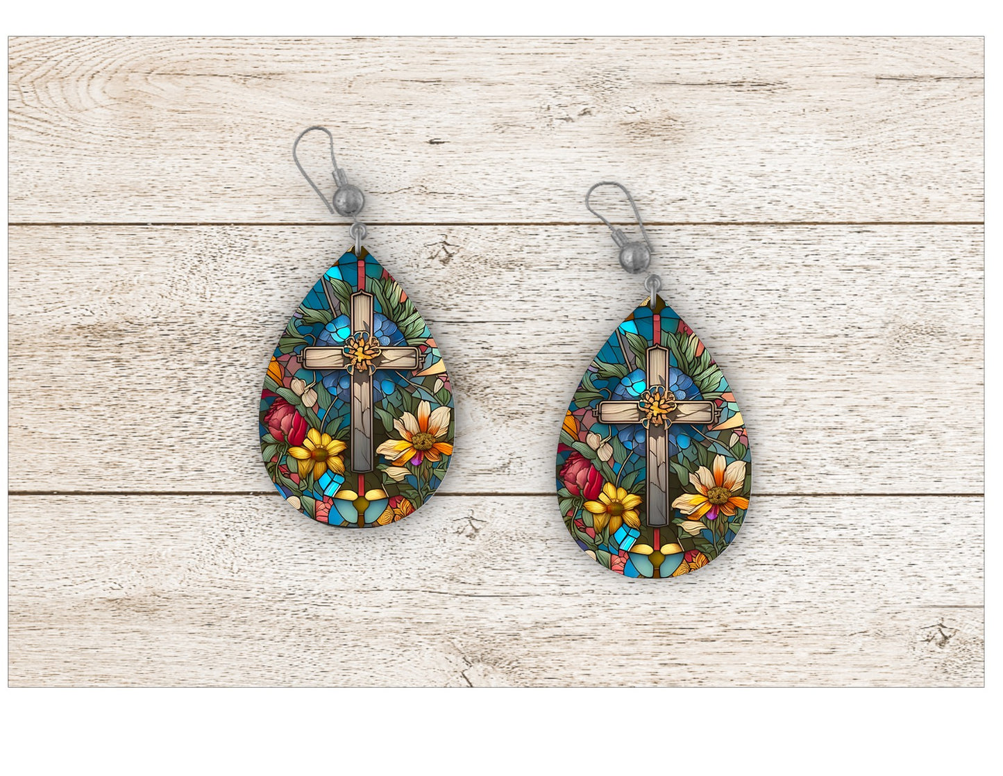 Cross Stained Glass Earrings