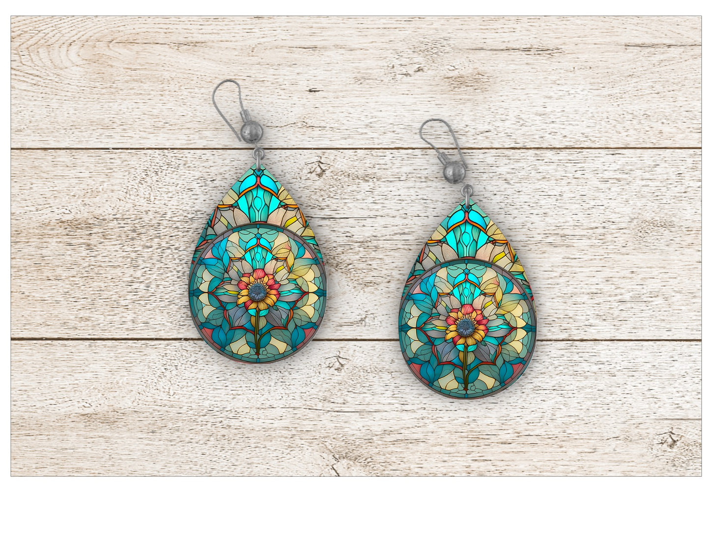 Flower Stained Glass Earrings