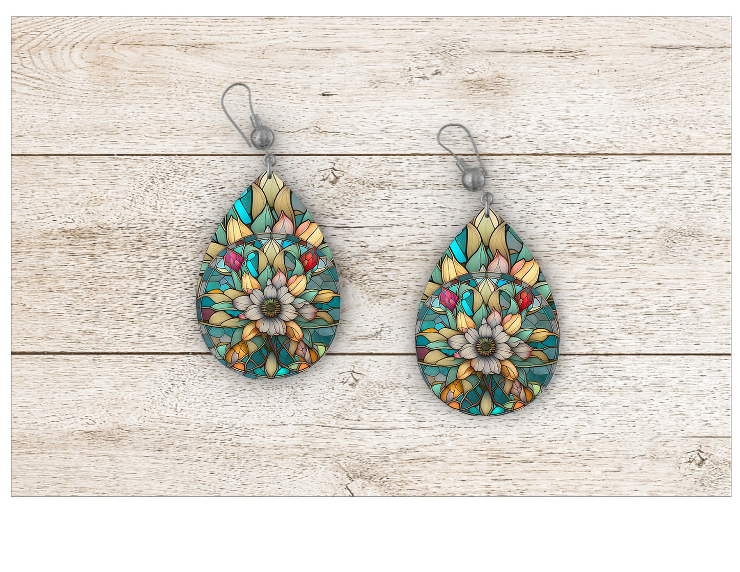 Flower Stained Glass Earrings