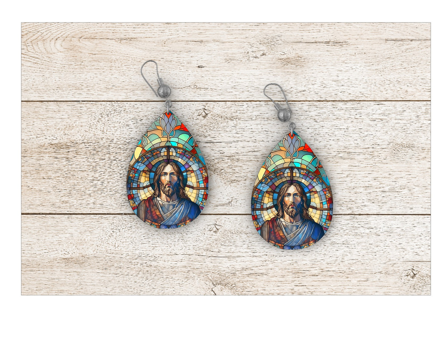 Jesus Stained Glass Earrings