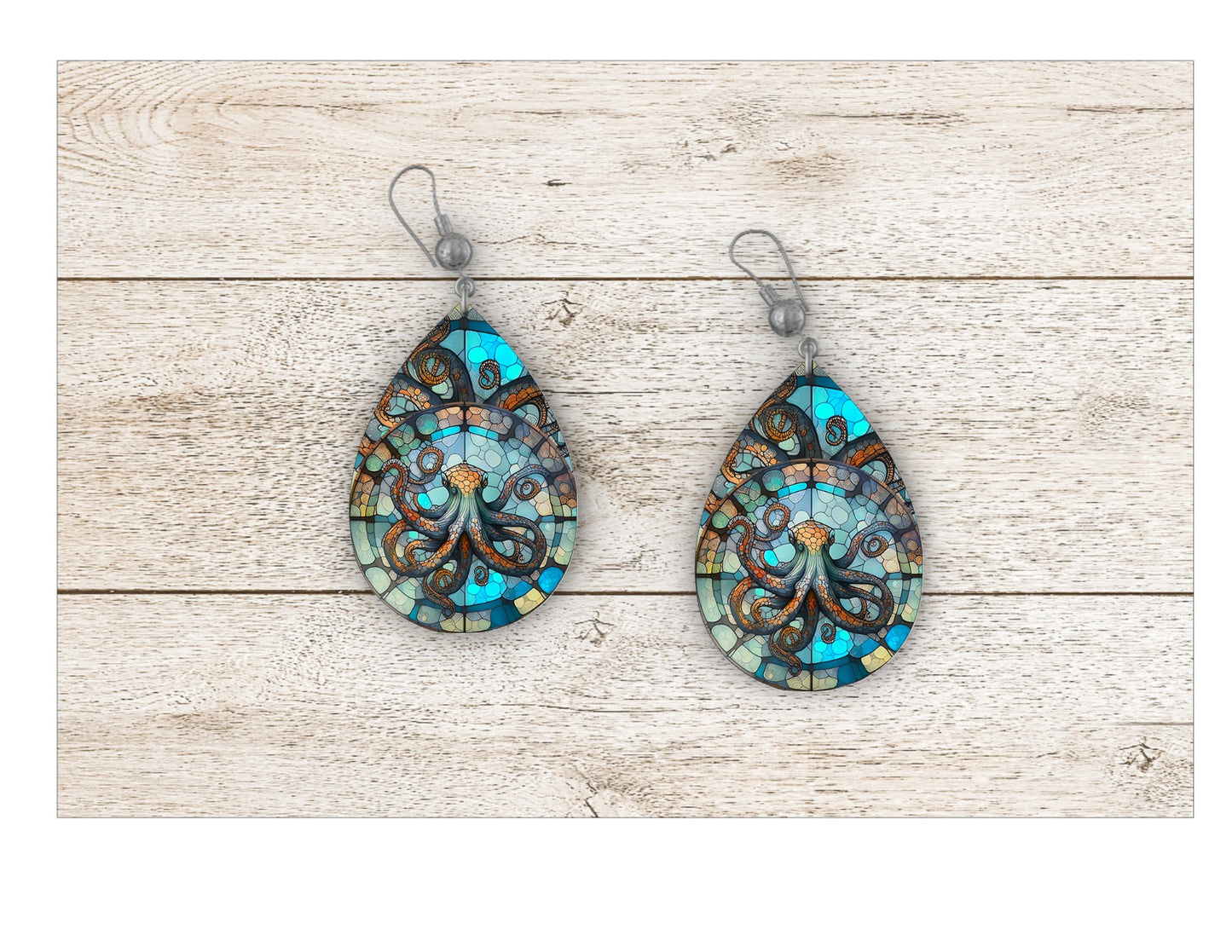Octopus Stained Glass Earrings