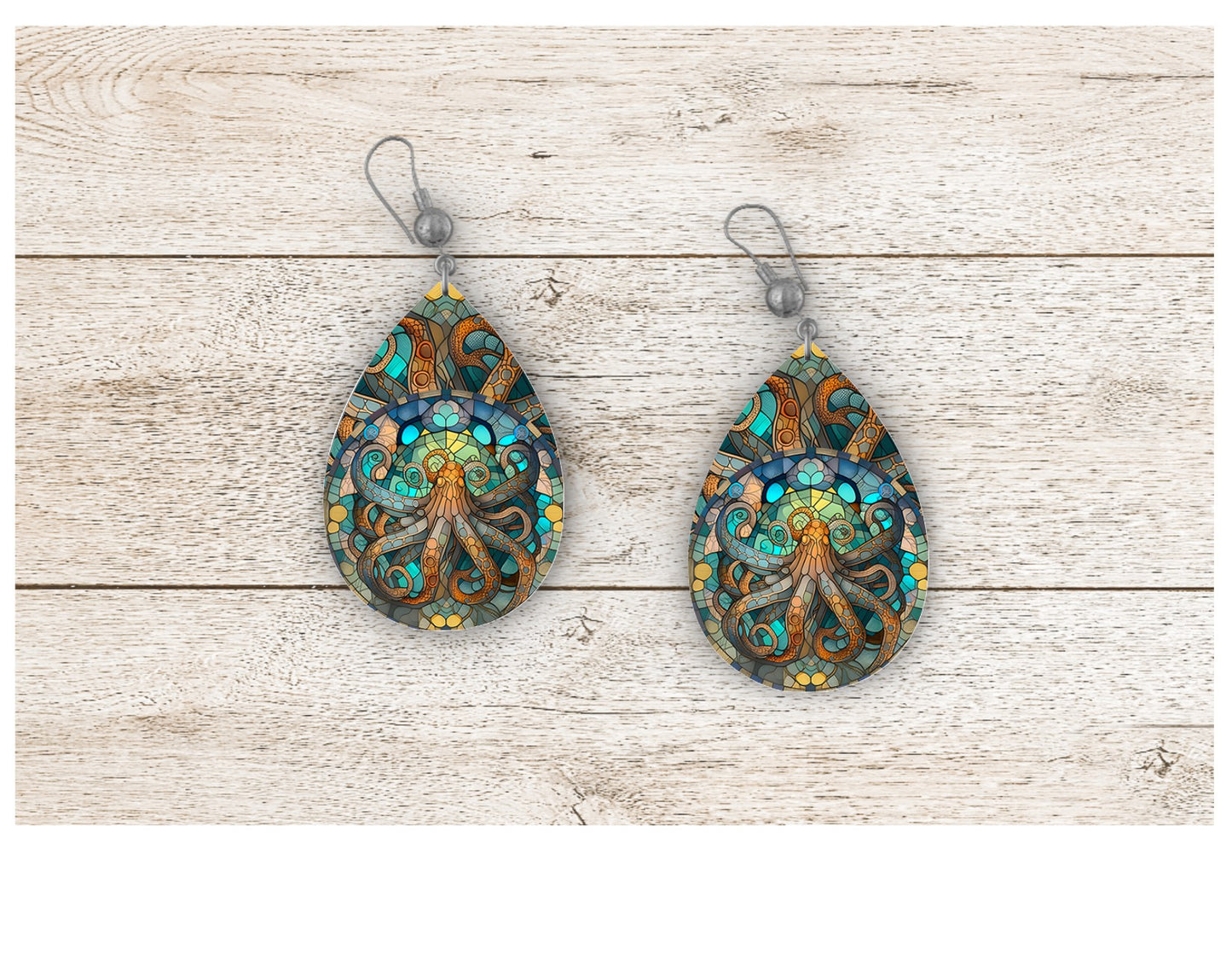 Octopus Stained Glass Earrings