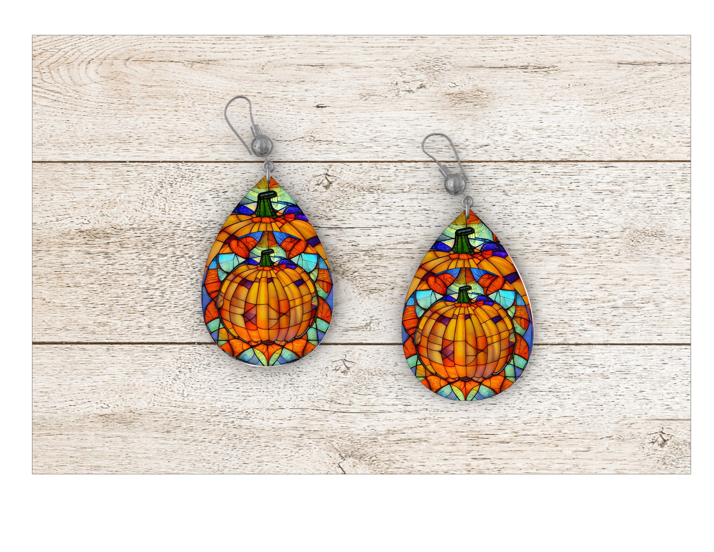 Pumpkin Stained Glass Earrings