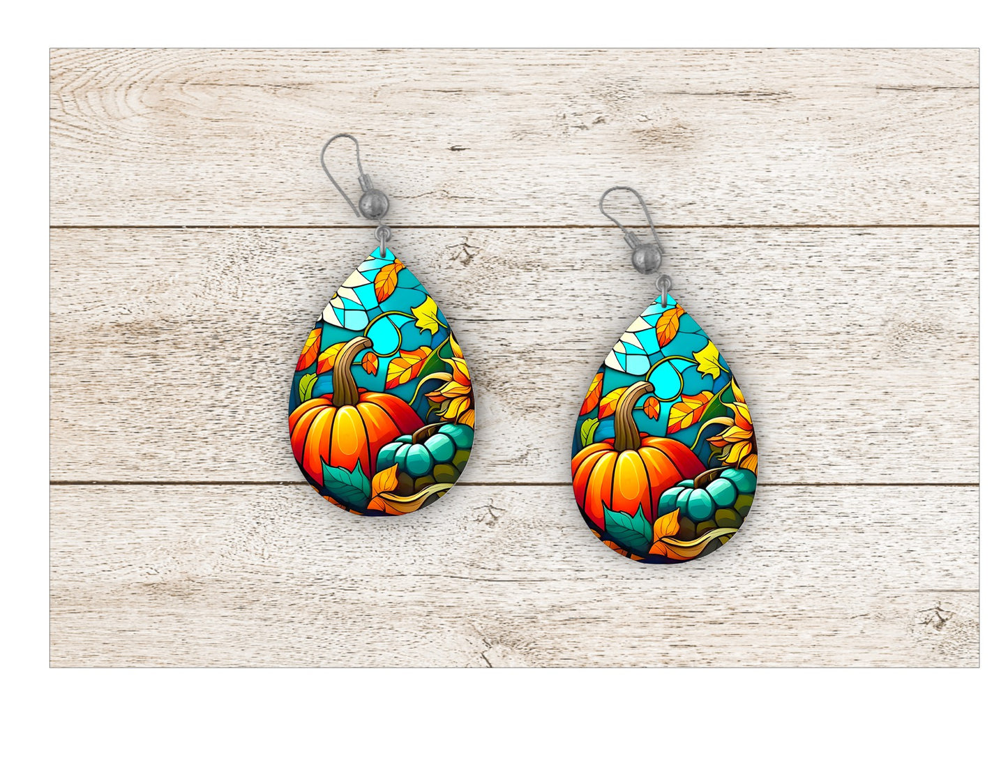 Pumpkin Stained Glass Earrings