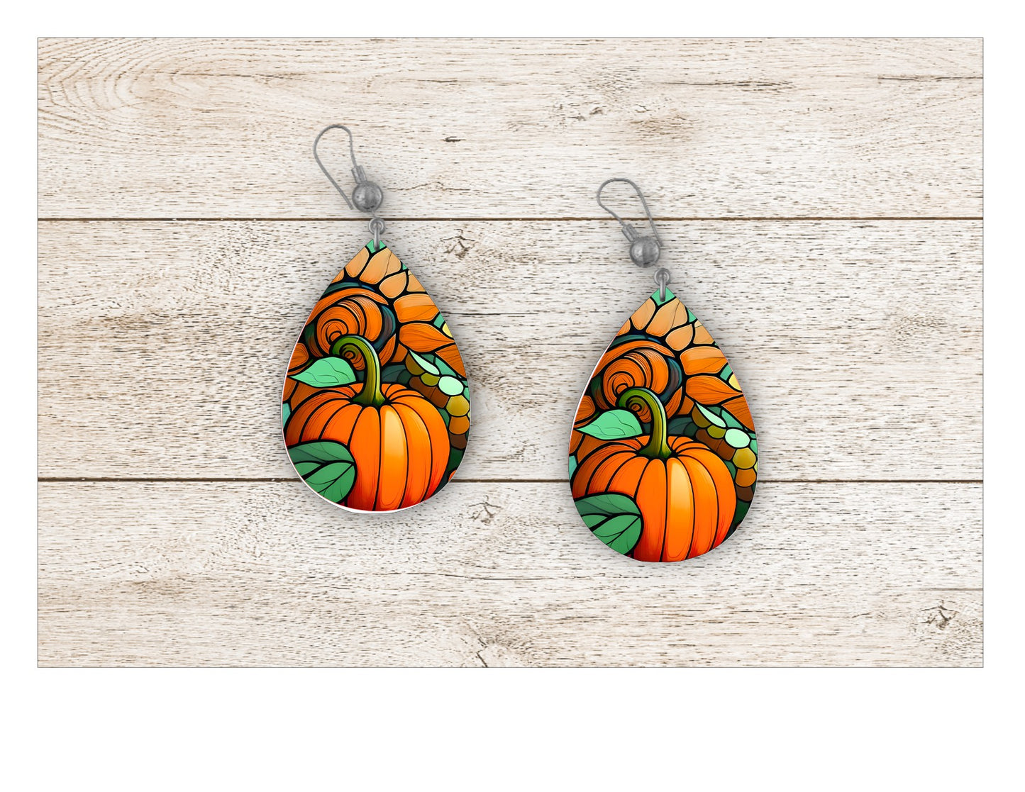 Pumpkin Stained Glass Earrings