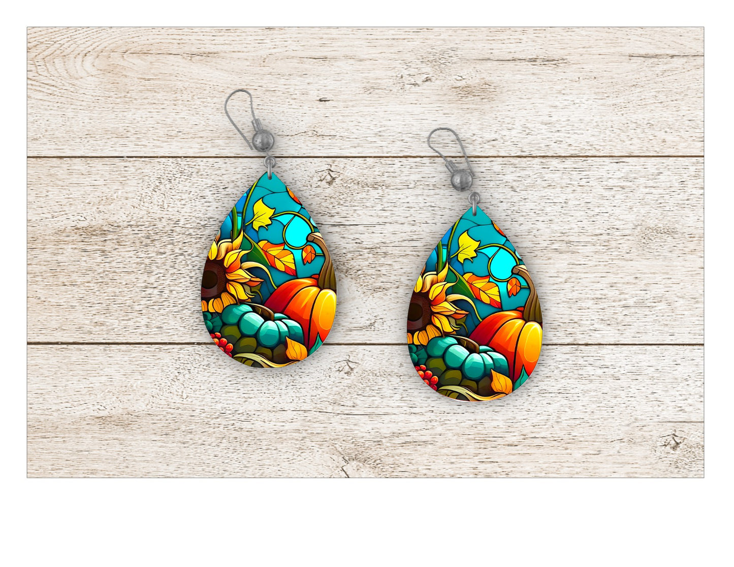 Pumpkin Stained Glass Earrings