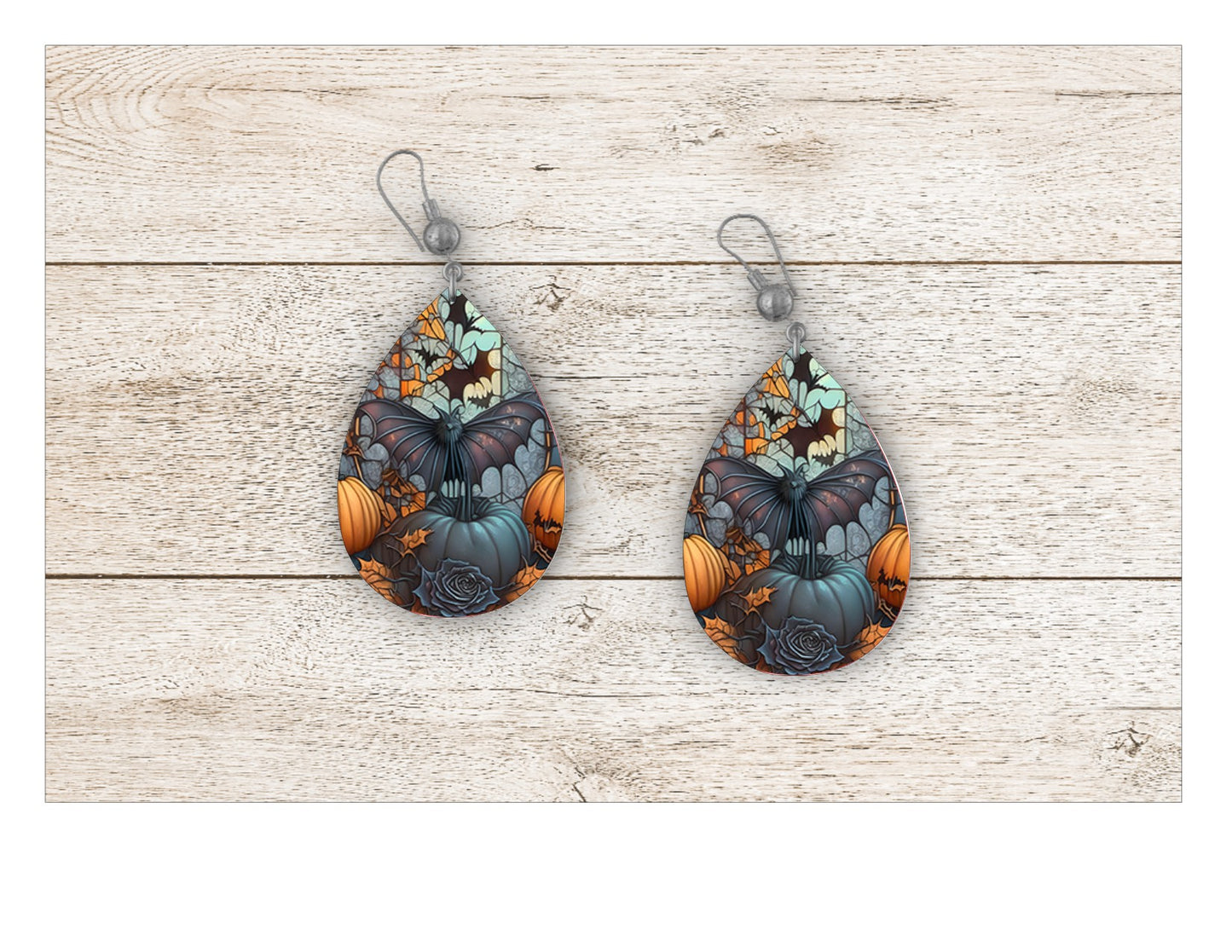 Pumpkin Stained Glass Earrings