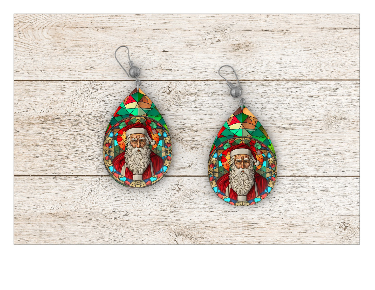 Santa Stained Glass Earrings