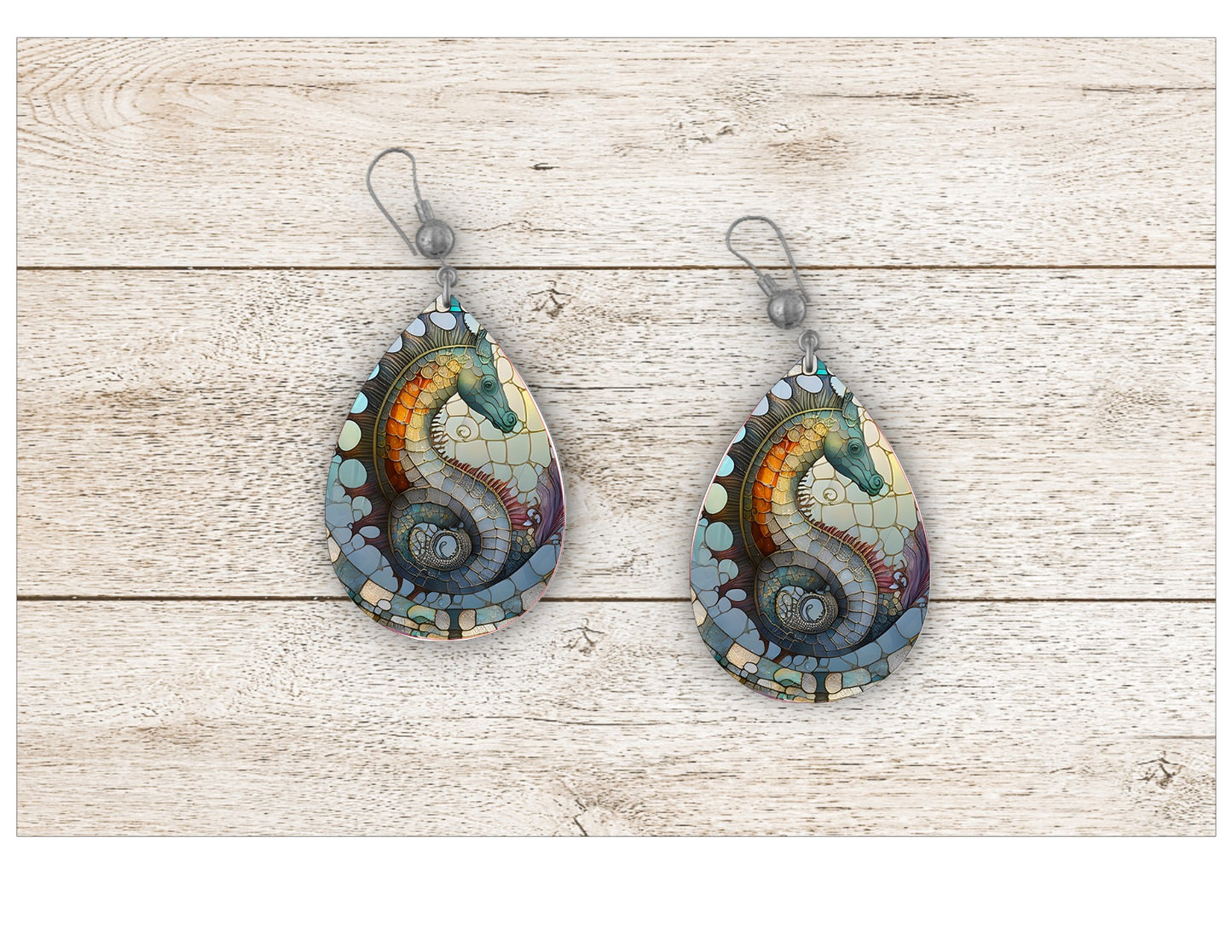 Seahorse Stained Glass Earrings
