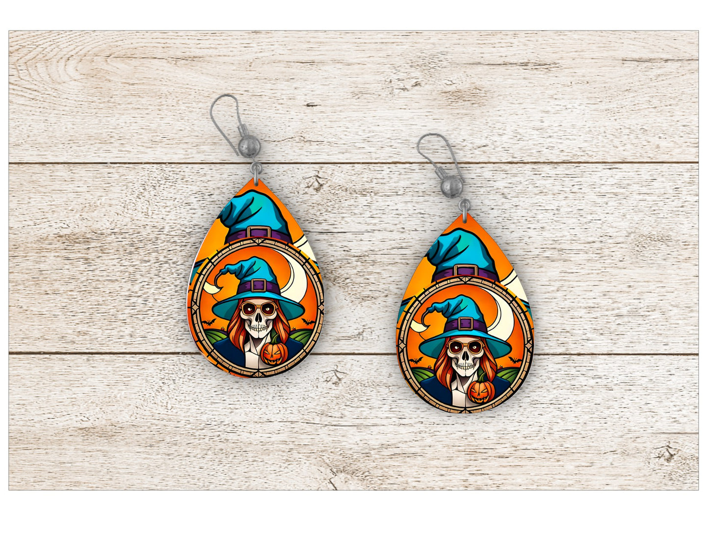 Skull and Sugar Skull Stained Glass Earrings