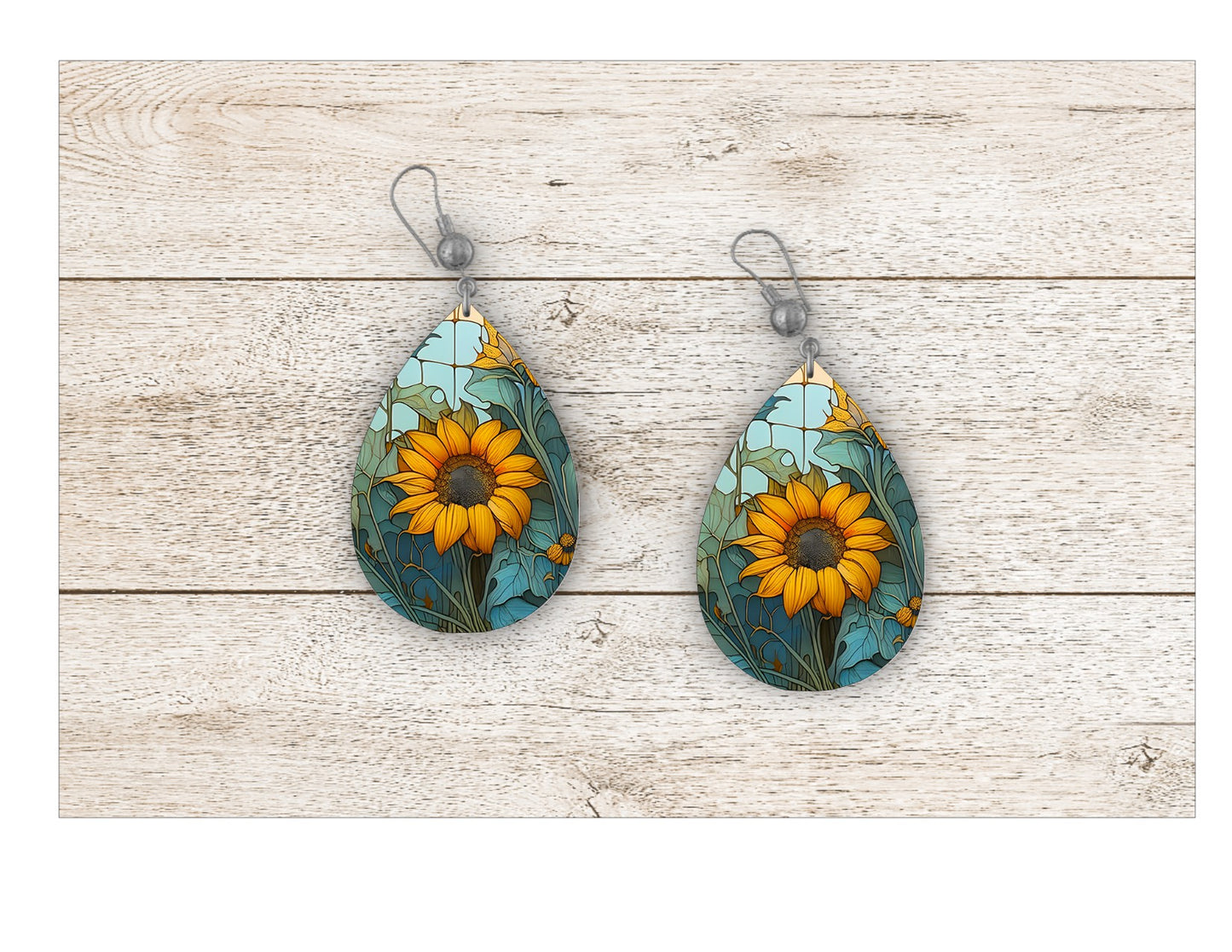 Sunny Sunflower Stained Glass Earrings