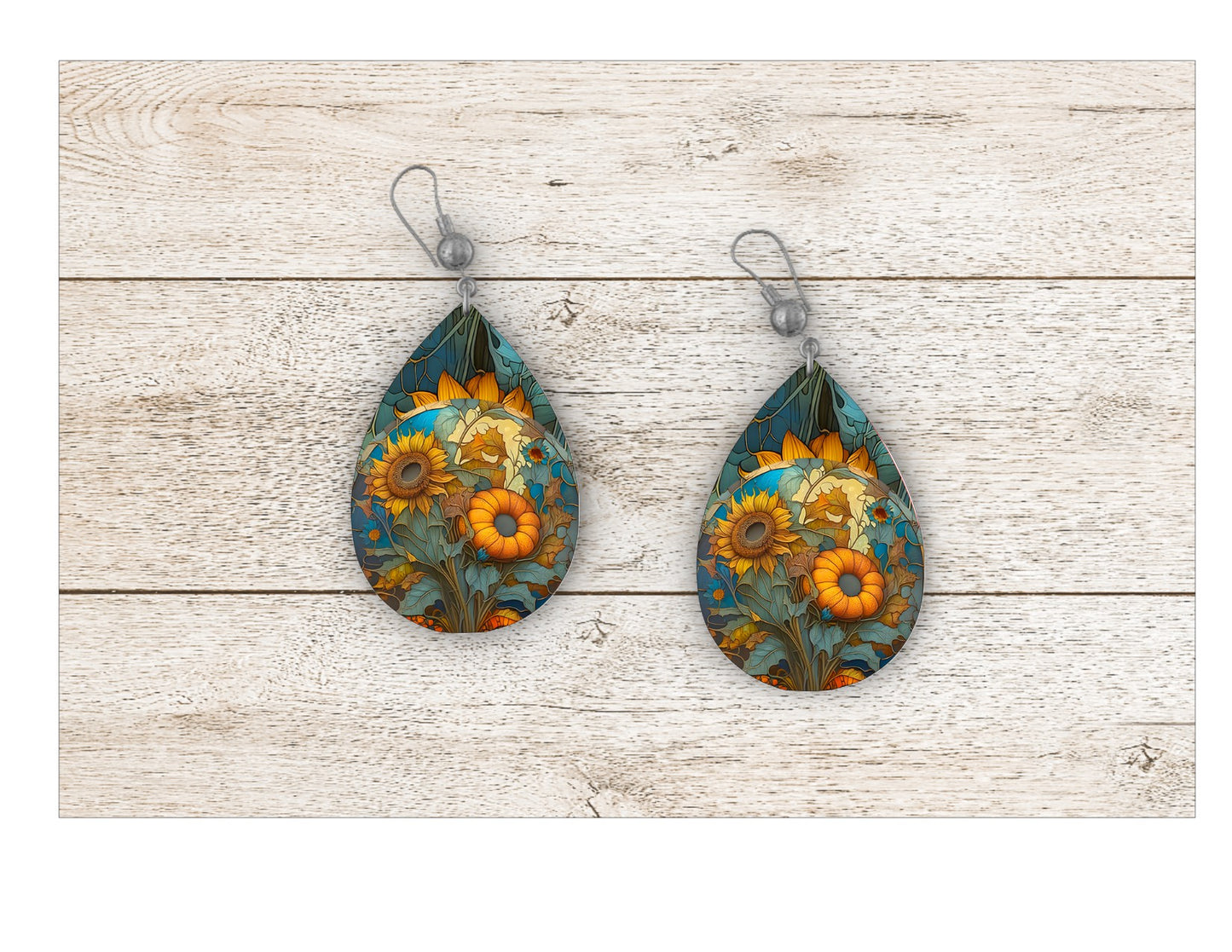 Sunny Sunflower Stained Glass Earrings