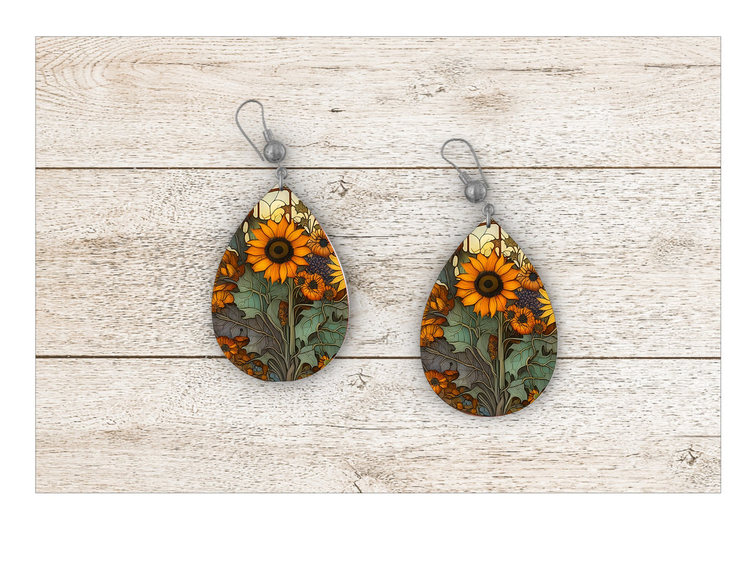 Sunny Sunflower Stained Glass Earrings