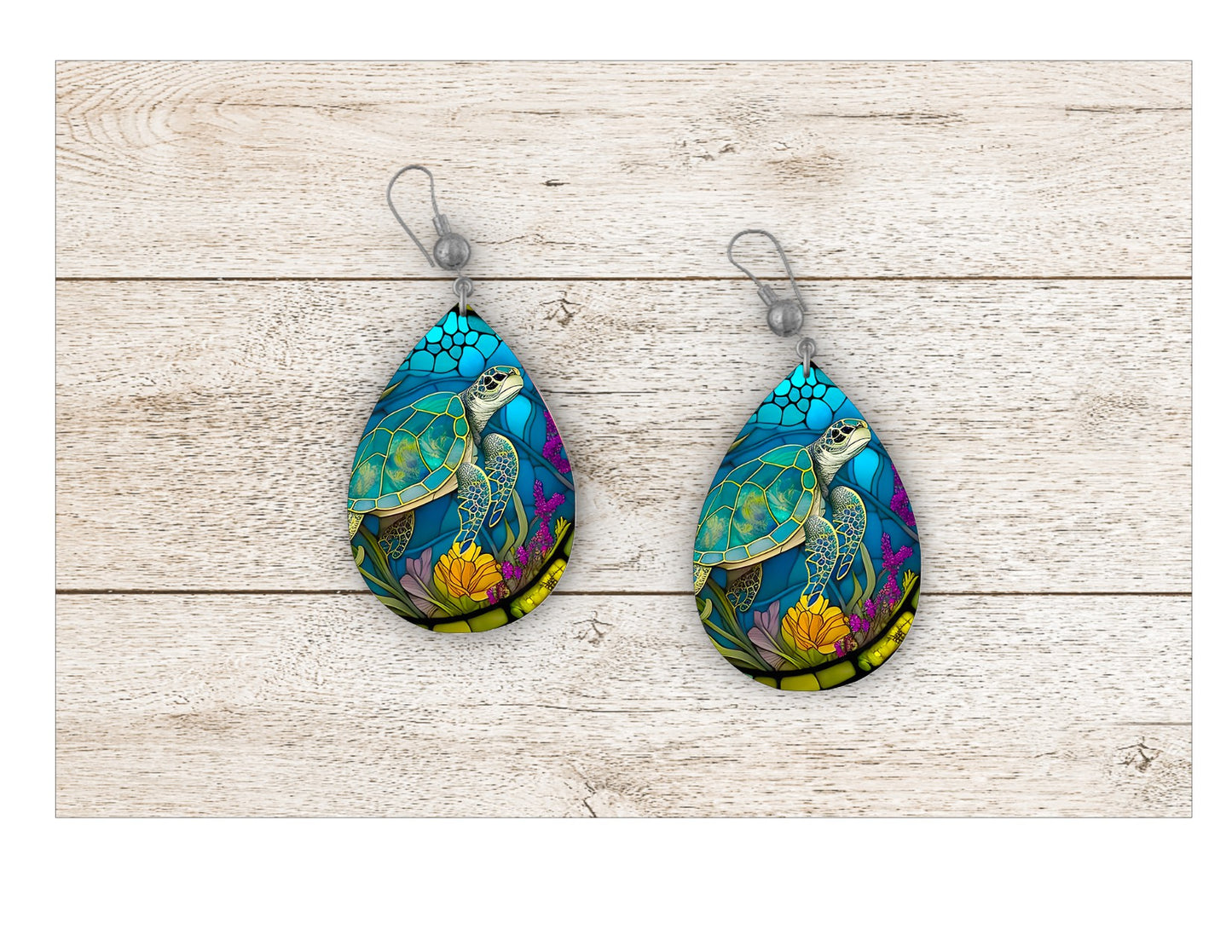 Turtle and Tortoise Stained Glass Earrings
