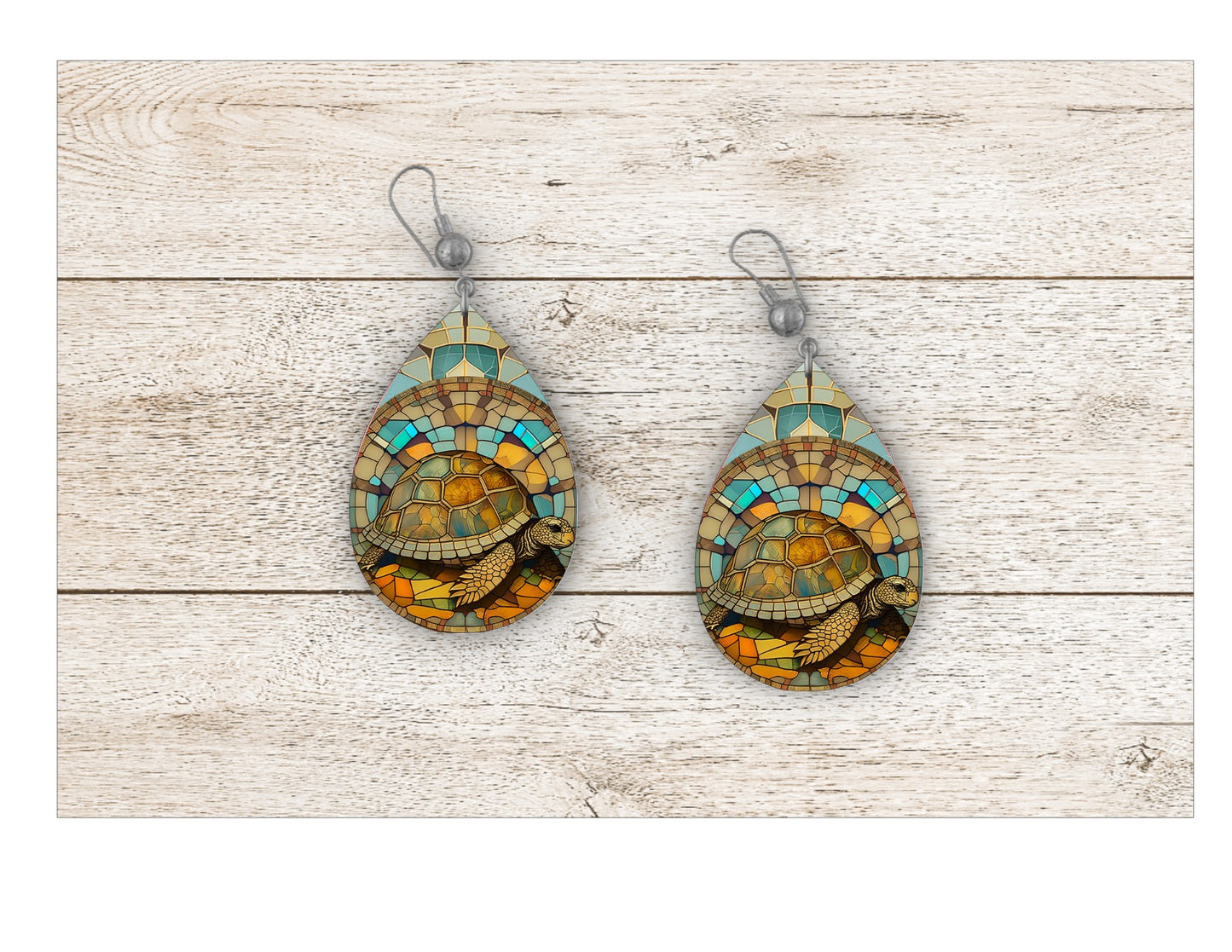 Turtle and Tortoise Stained Glass Earrings