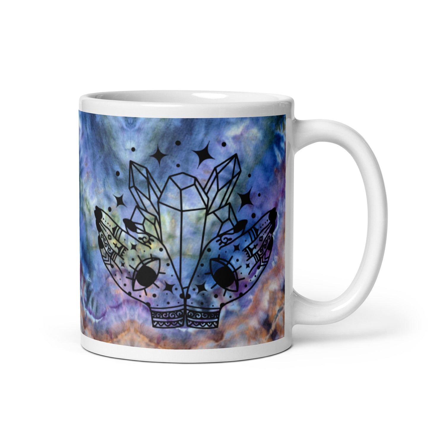 Magical Crystals with Hands Ice Dye Mug