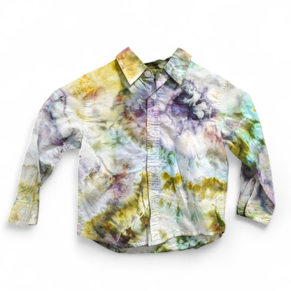 3t Upcycled Long Sleeve Button Down Ice Dye