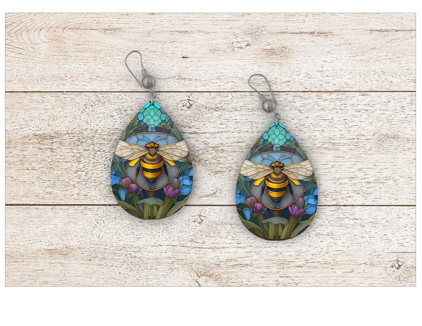 Busy Bees Stained Glass Earrings