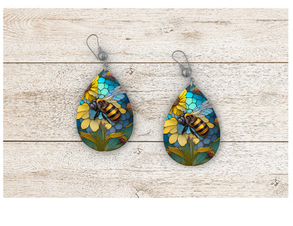 Busy Bees Stained Glass Earrings