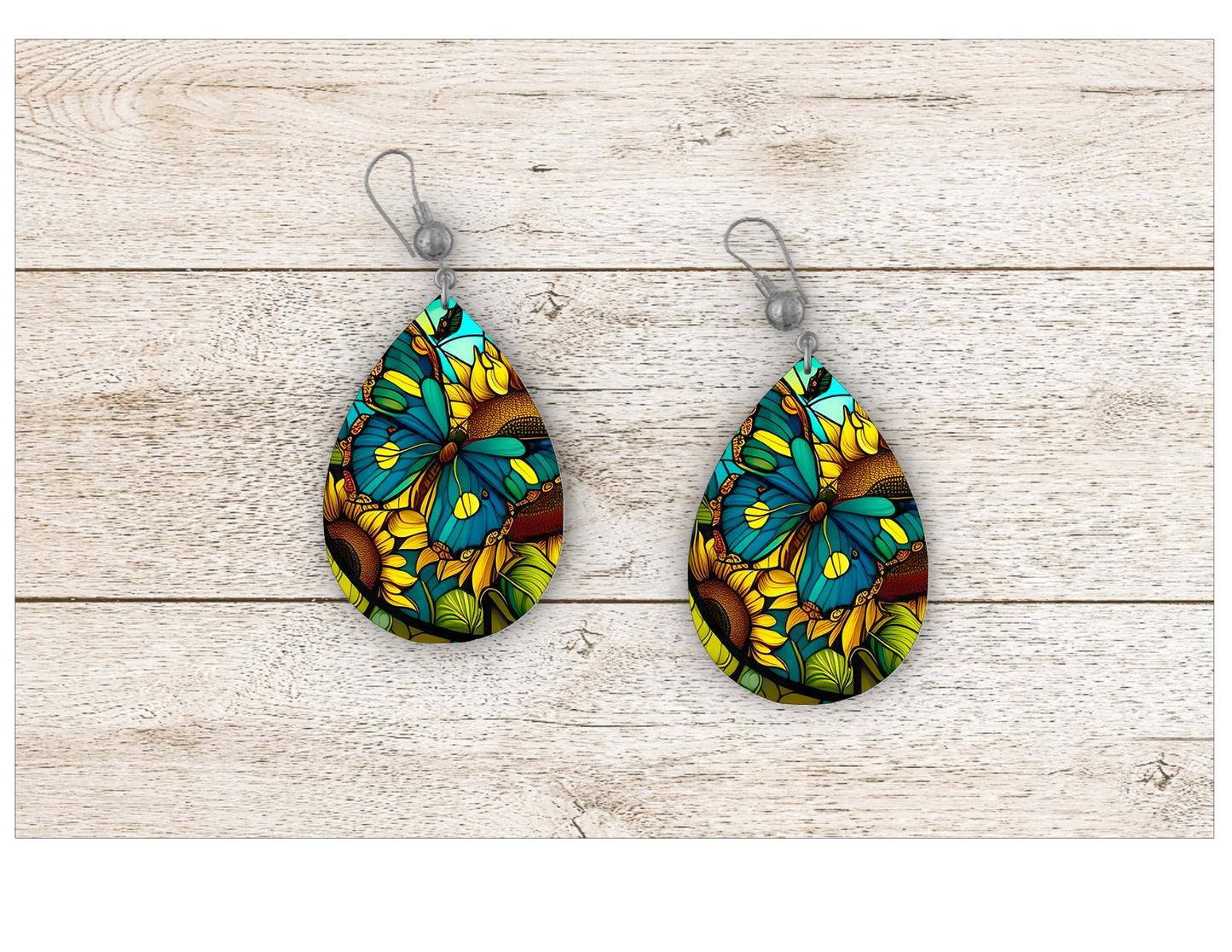 Beautiful Butterfly Stained Glass Earrings
