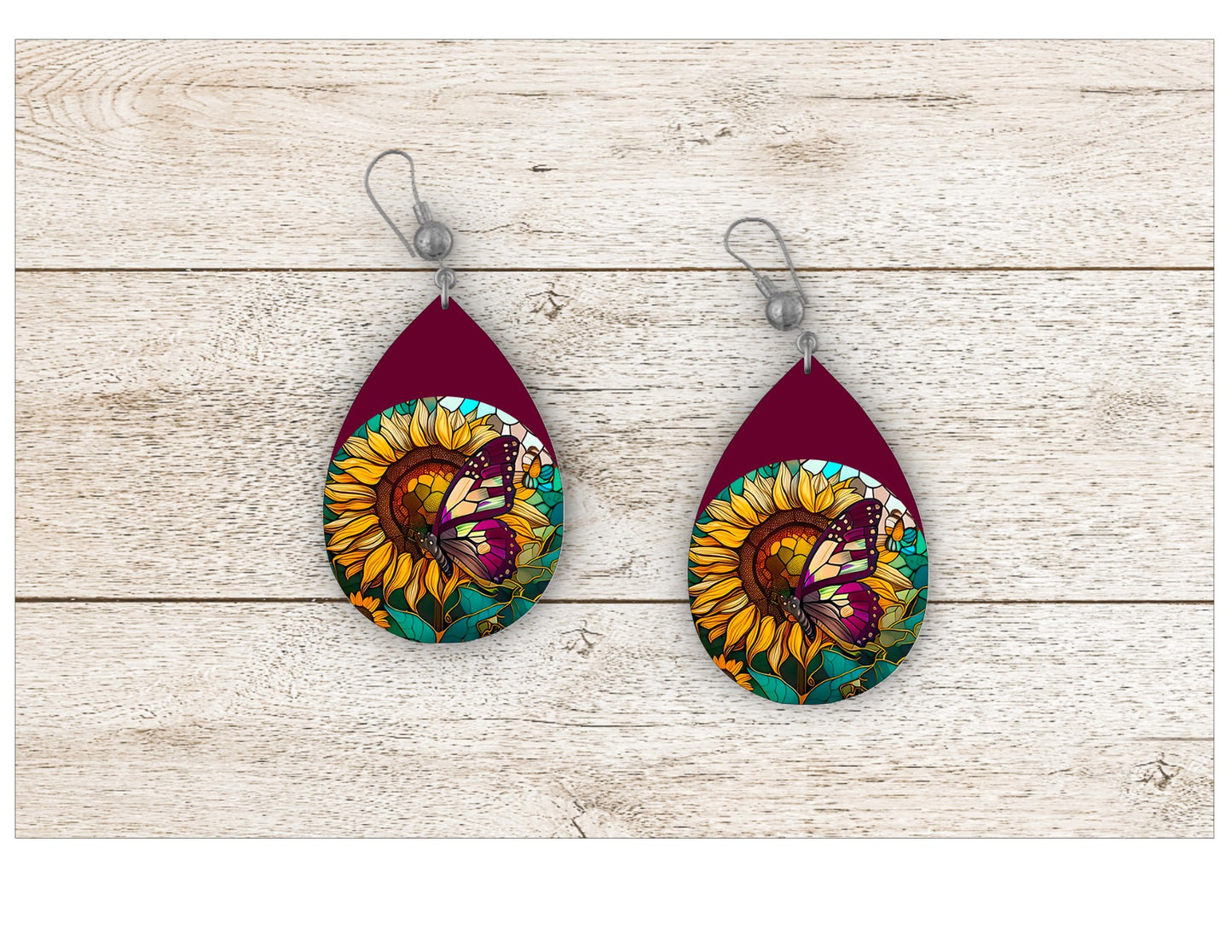 Beautiful Butterfly Stained Glass Earrings