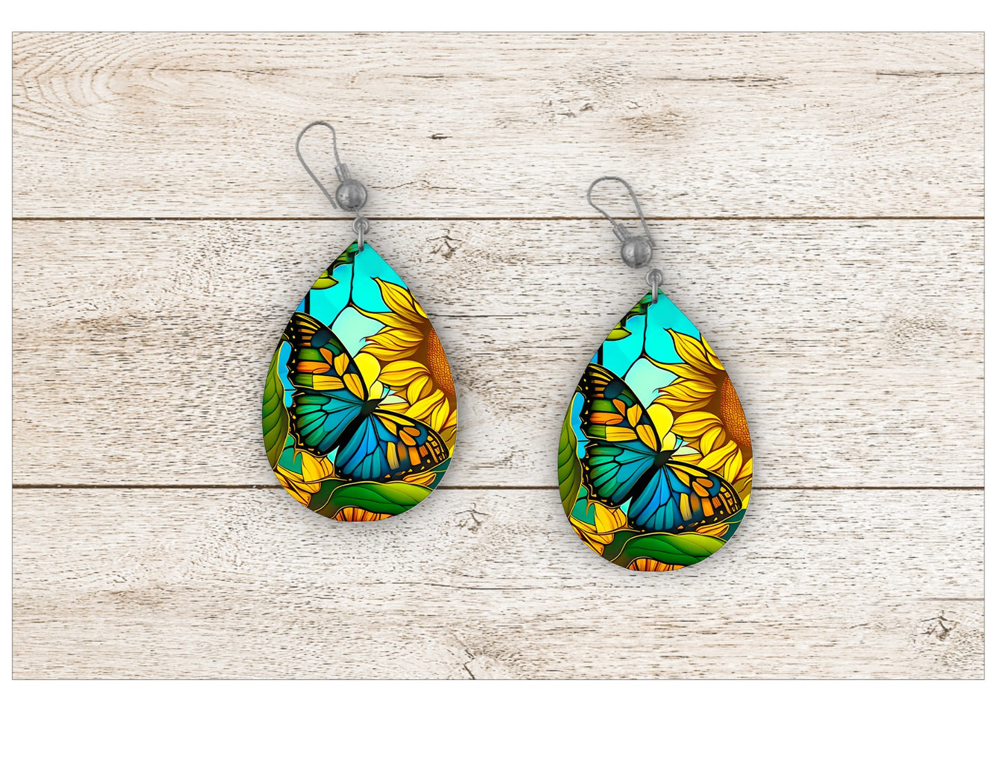 Beautiful Butterfly Stained Glass Earrings