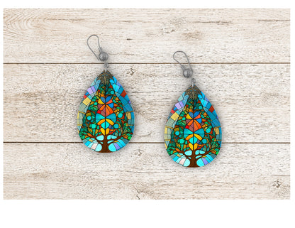 Christmas Tree Stained Glass Earrings