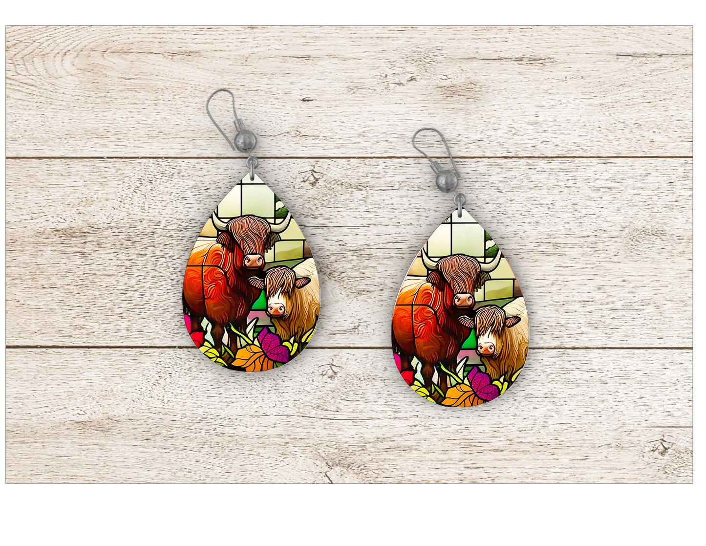 Cow Stained Glass Earrings