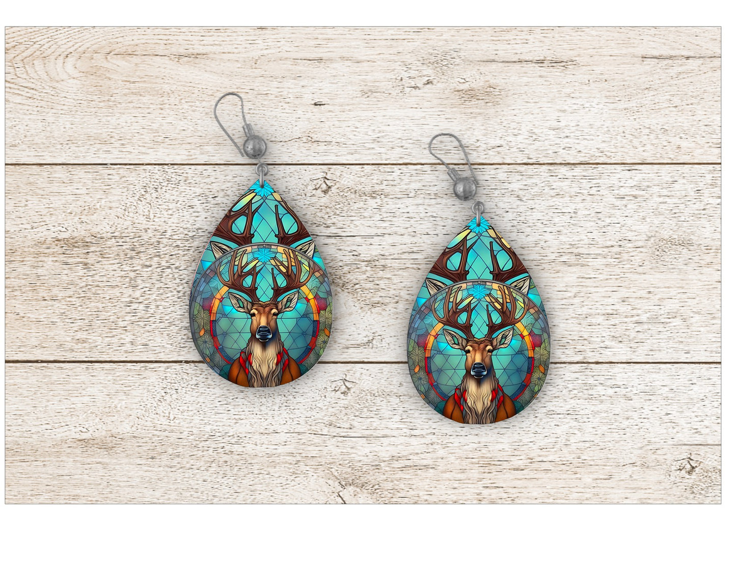Deer Stained Glass Earrings