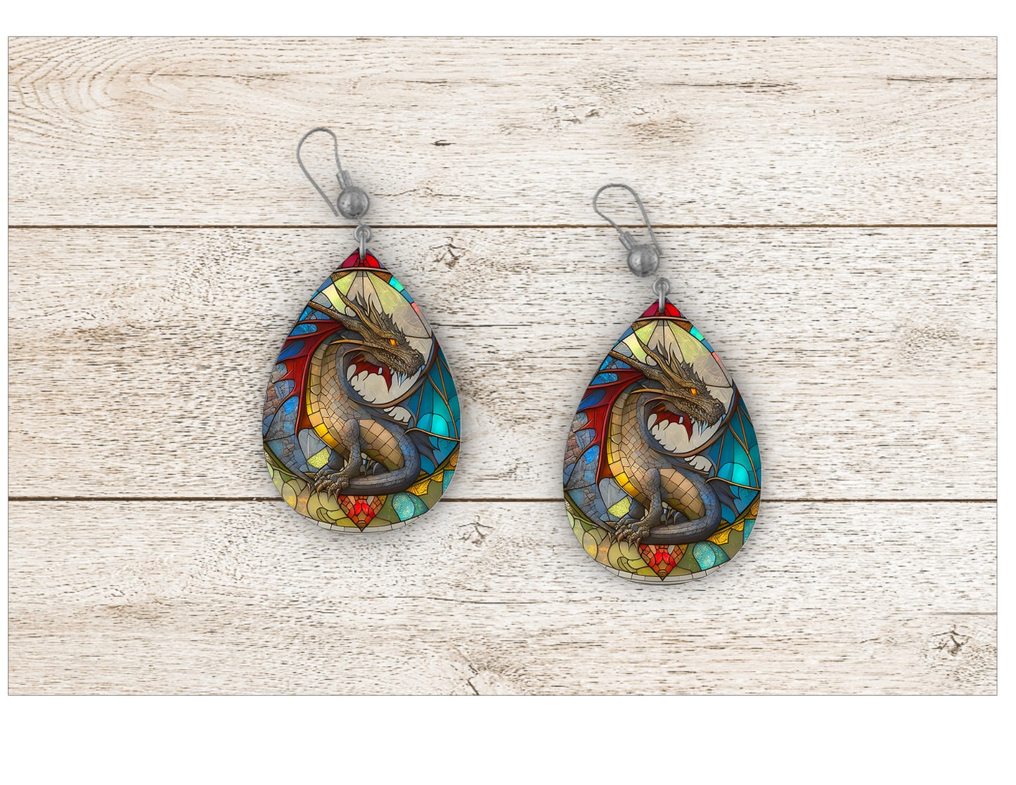 Dragon Stained Glass Earrings