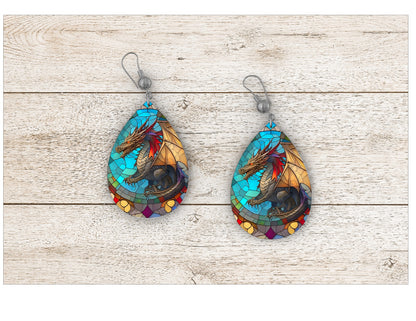 Dragon Stained Glass Earrings