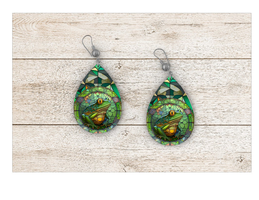 Frog Stained Glass Earrings