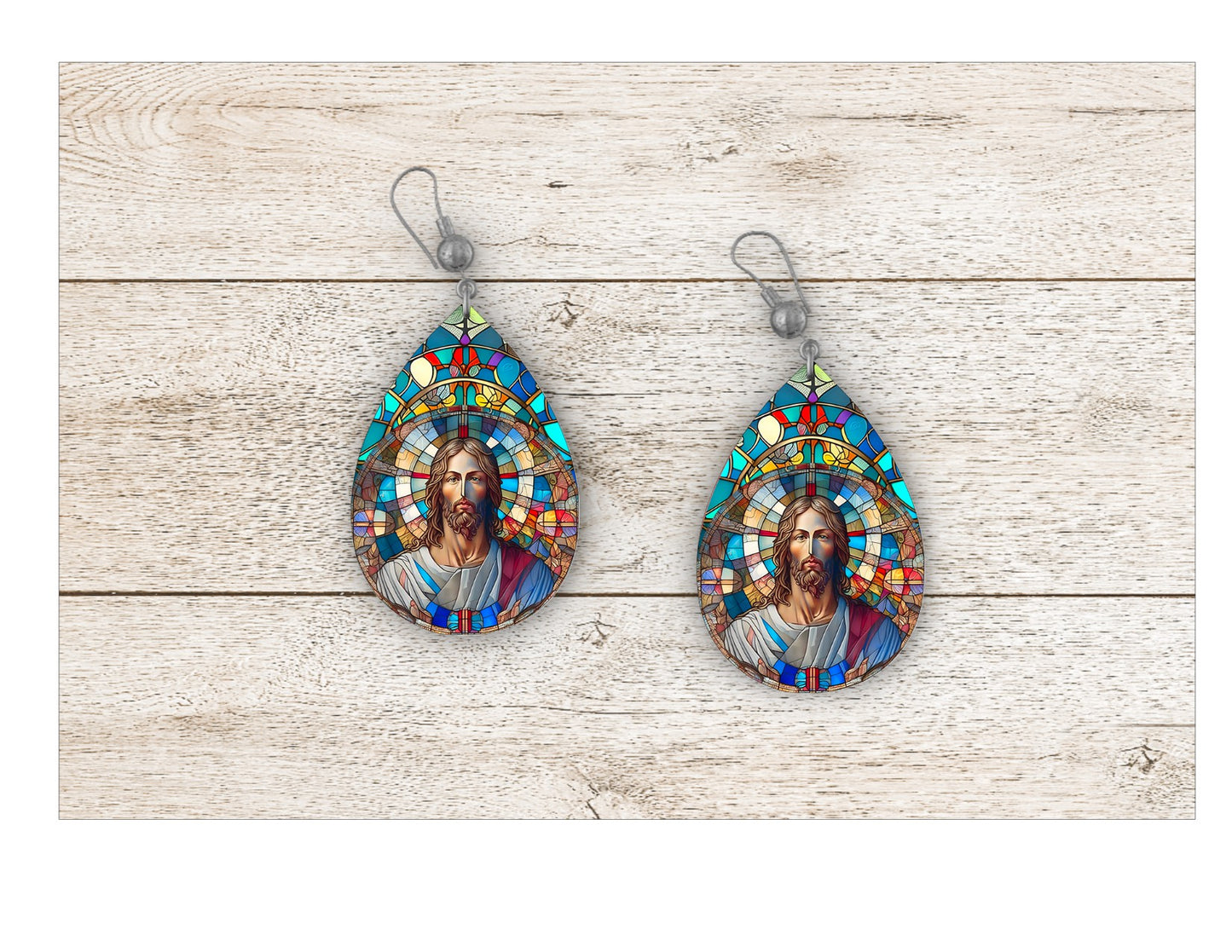 Jesus Stained Glass Earrings