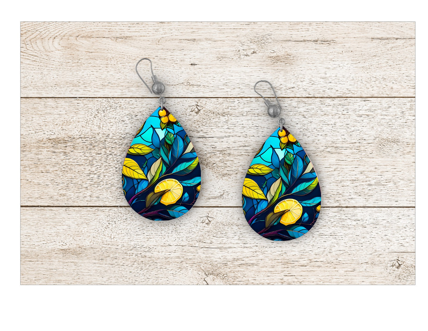 Lemon Tree Stained Glass Earrings