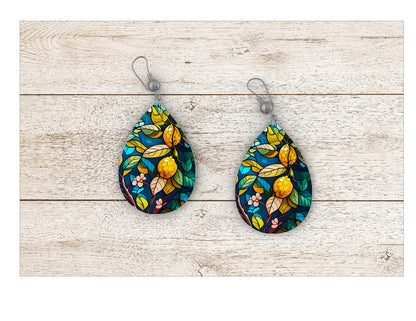 Lemon Tree Stained Glass Earrings