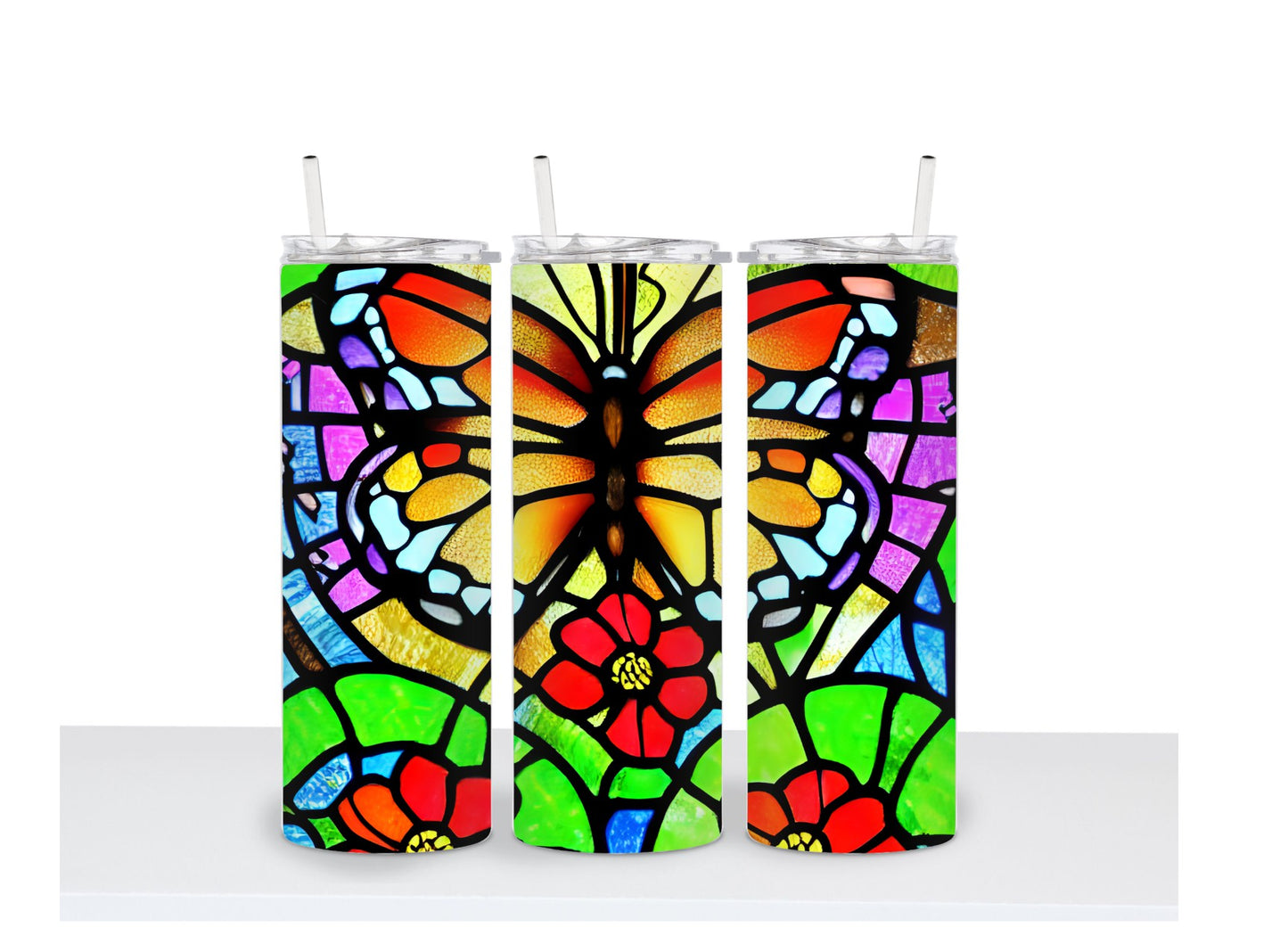 Stained Glass Monarch  20 oz. Skinny Tumbler