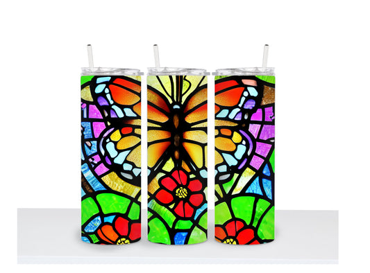 Stained Glass Monarch Drinkware