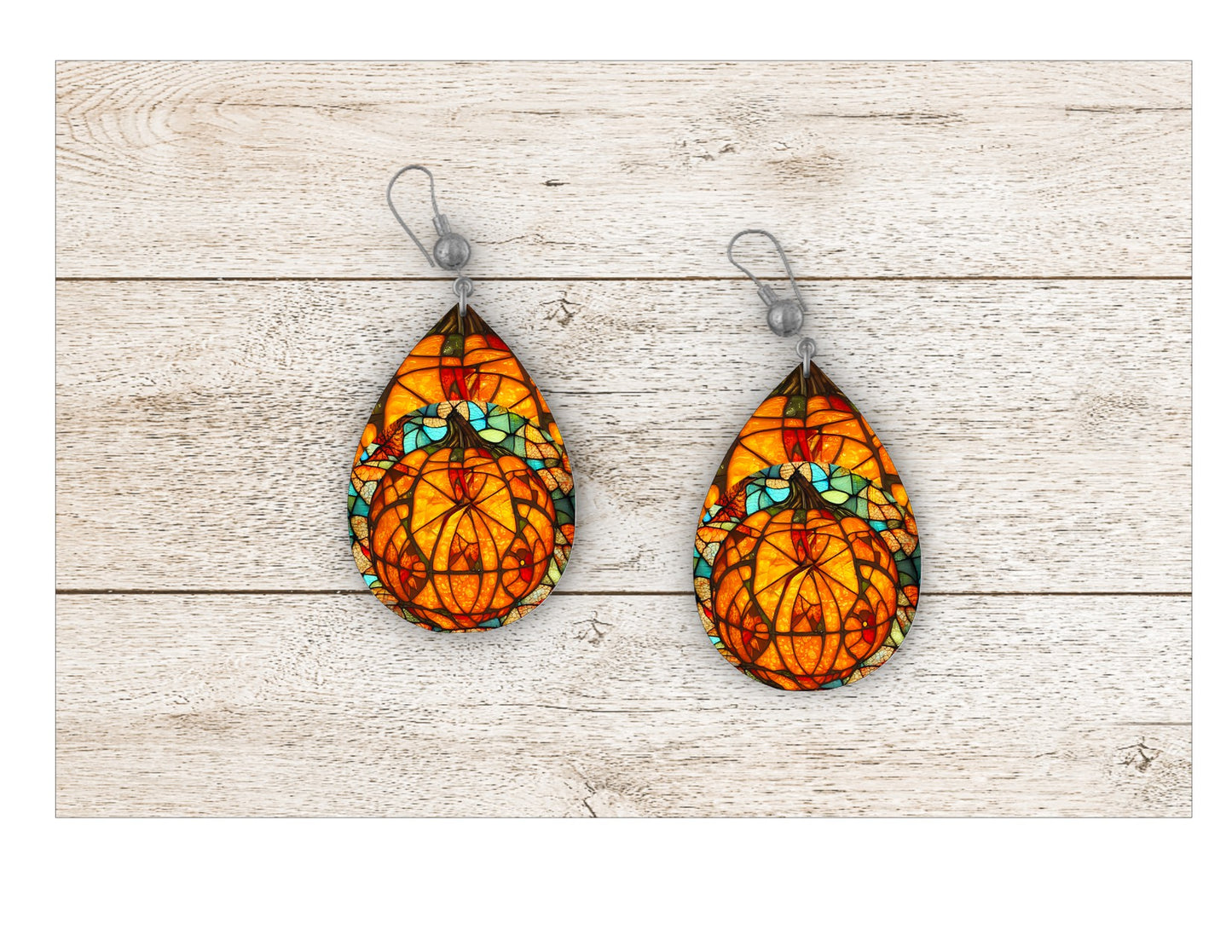 Pumpkin Stained Glass Earrings