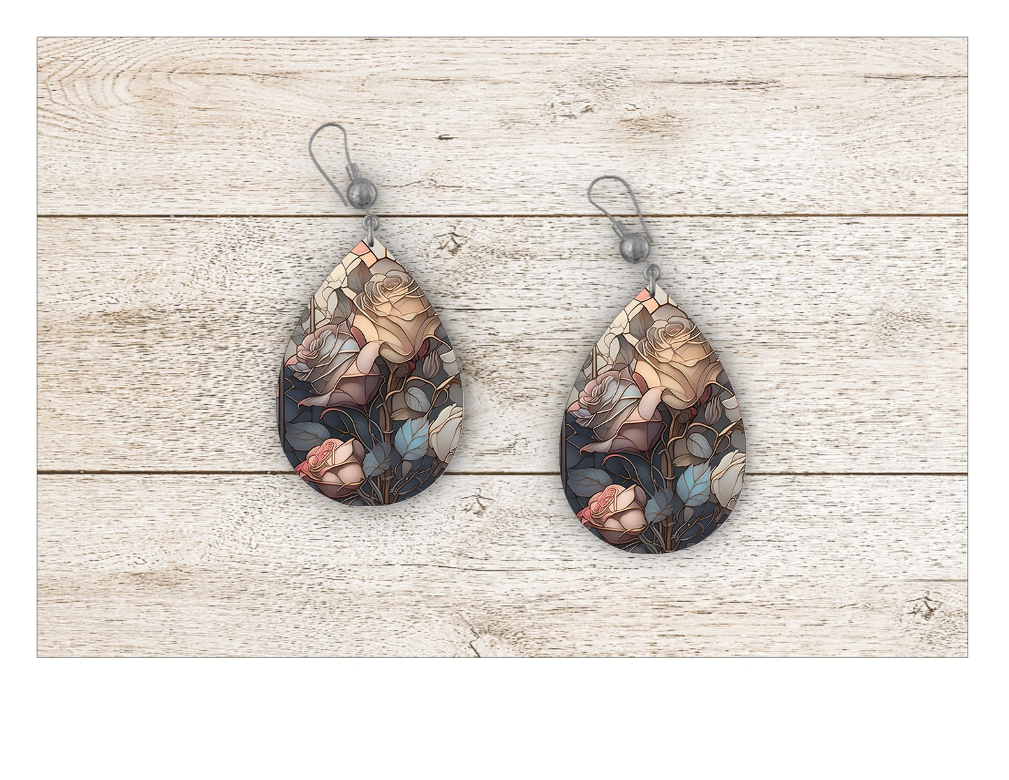 Rose Stained Glass Earrings