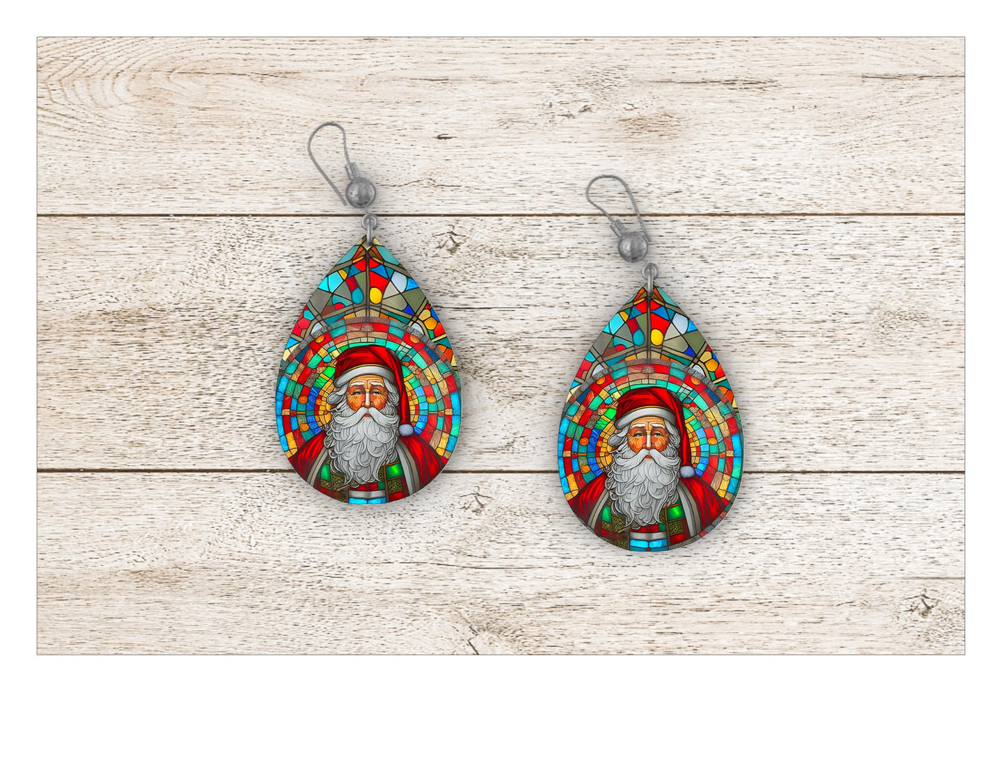 Santa Stained Glass Earrings