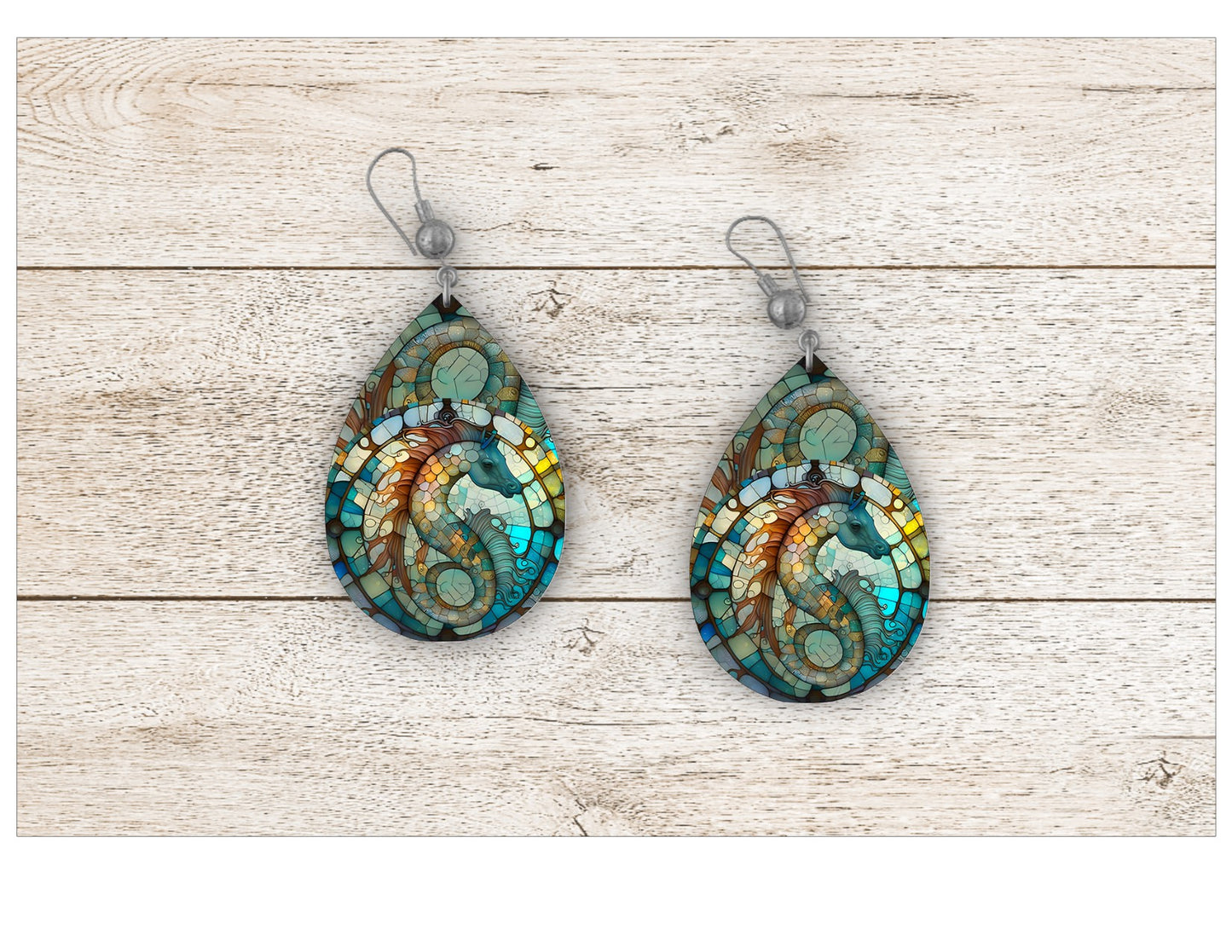Seahorse Stained Glass Earrings