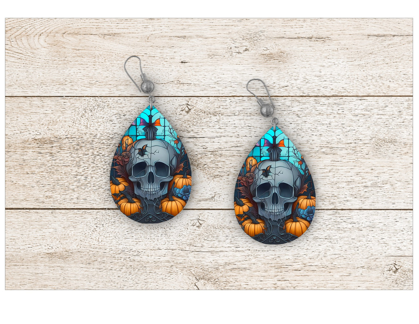Skull and Sugar Skull Stained Glass Earrings