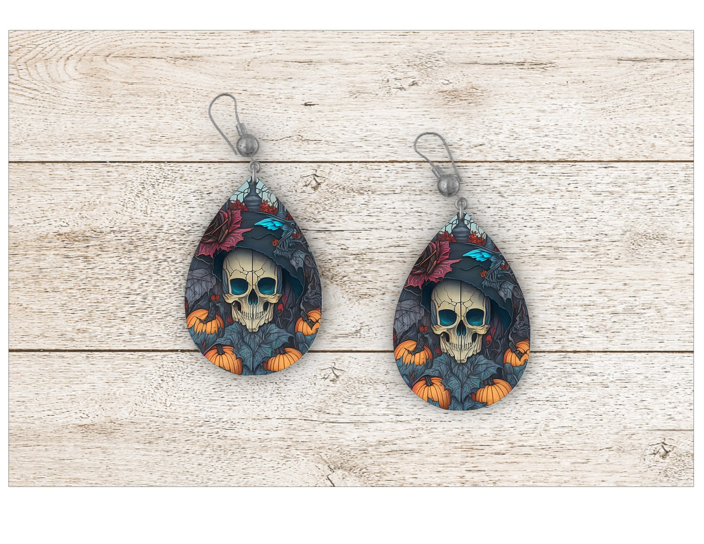 Skull and Sugar Skull Stained Glass Earrings