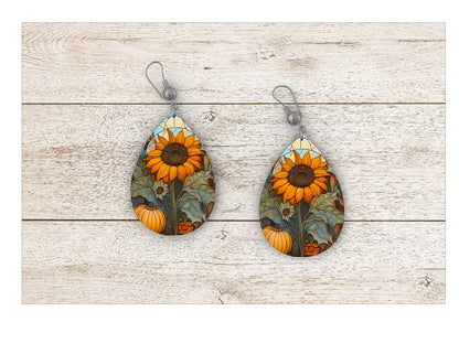 Sunny Sunflower Stained Glass Earrings