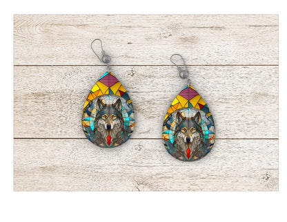 Wolf Stained Glass Earrings