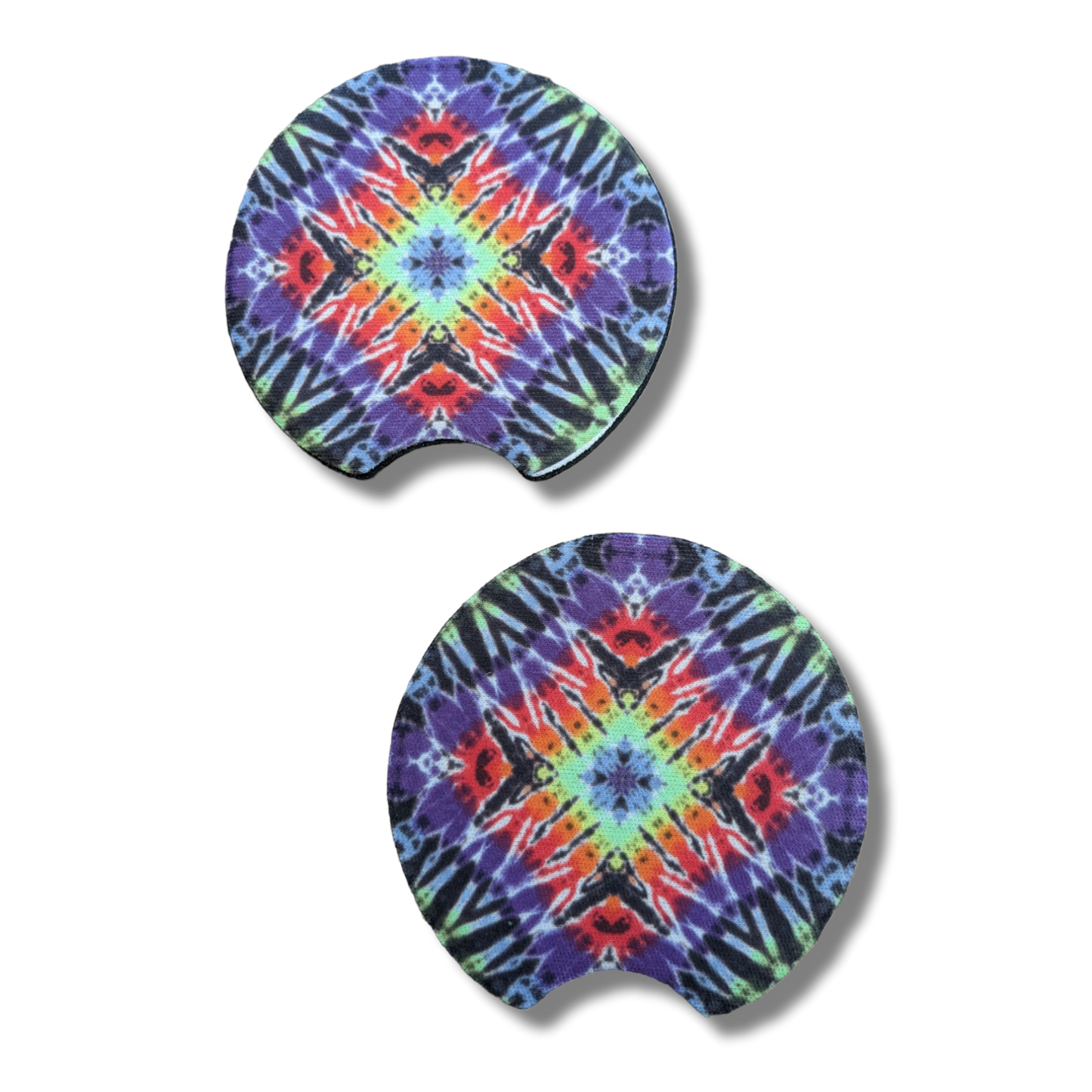 Rainbow Quad Kaleidoscope Car Coaster 2 Pack